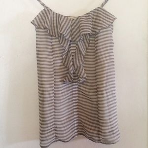 ❌SOLD❌Striped, ruffled, spaghetti strap tank